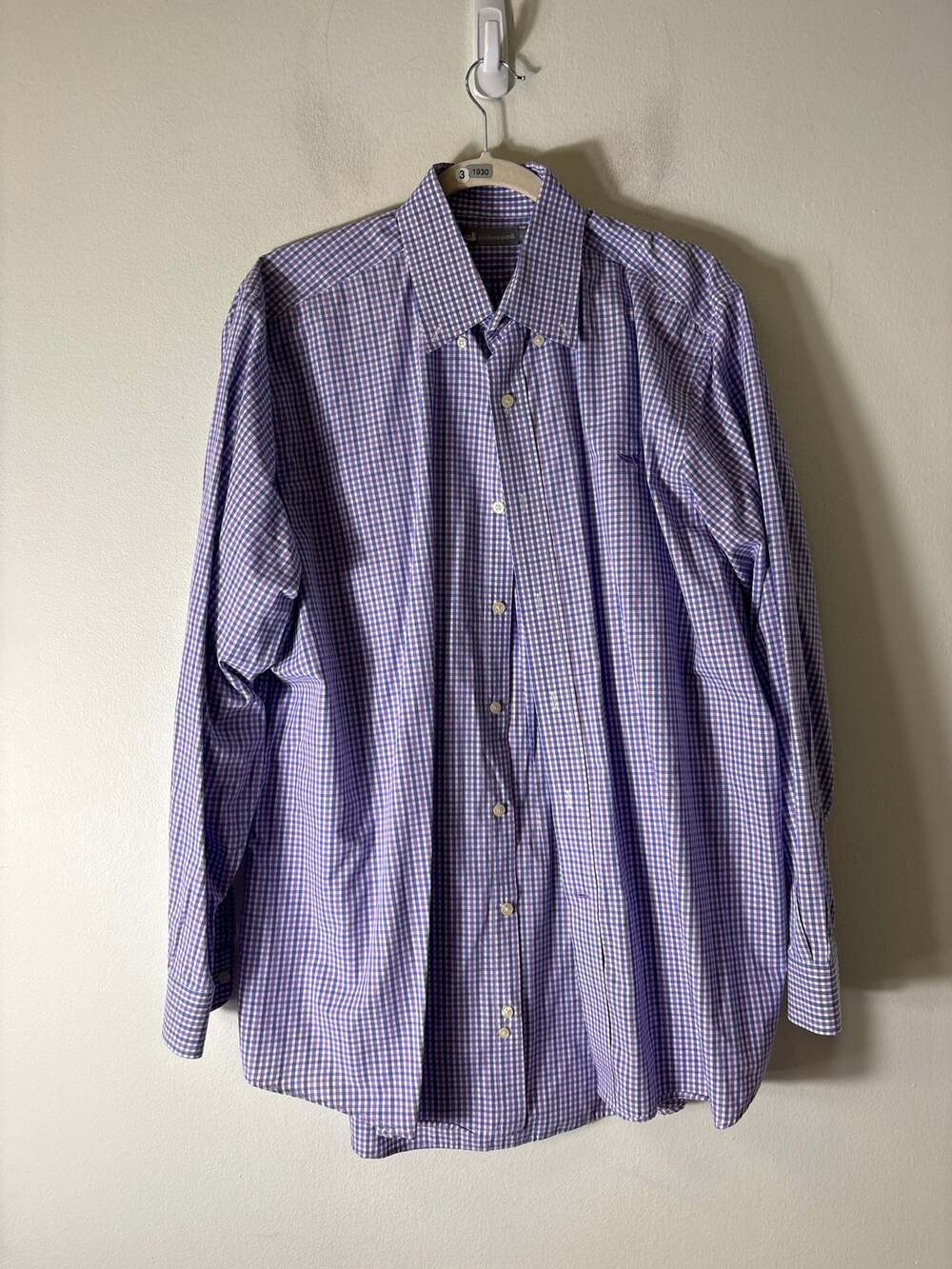 Mens Southern Marsh Purple Gingham Button Up Shirt Sz L